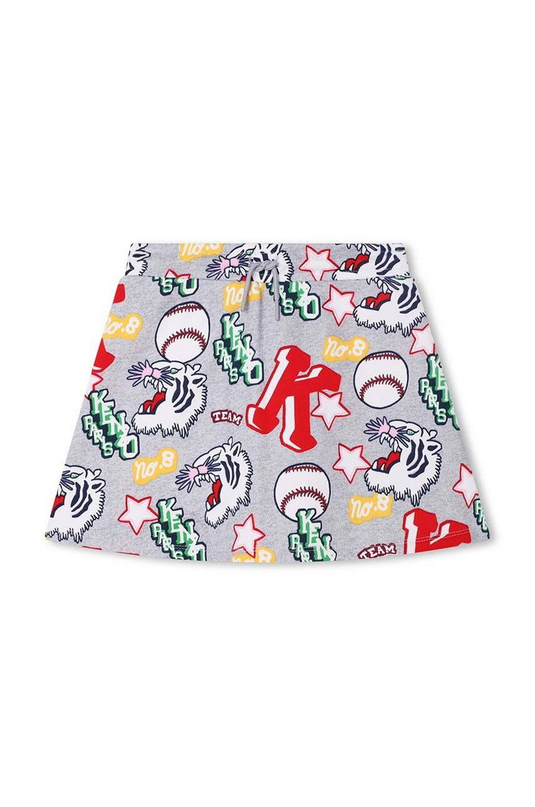 Kenzo Kids spódnica bawełniana dziecięca kolor szary mini prosta