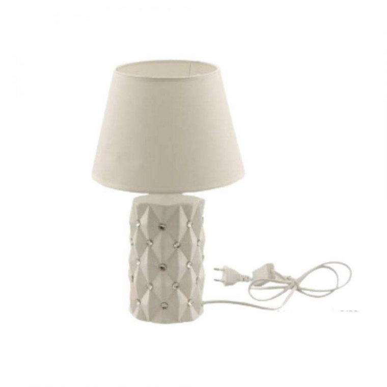 Lampka ceramiczna z kryształkami Glamour Isabel krem kremowy