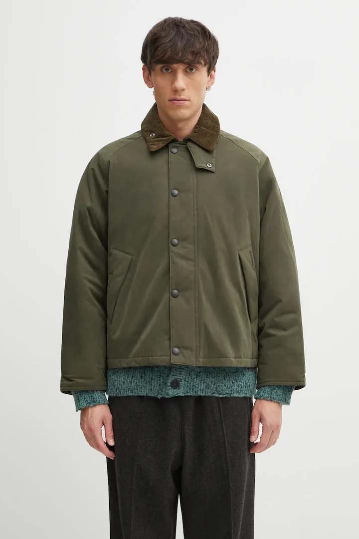 Barbour kurtka Padded Transport Jacket kolor zielony przejściowa