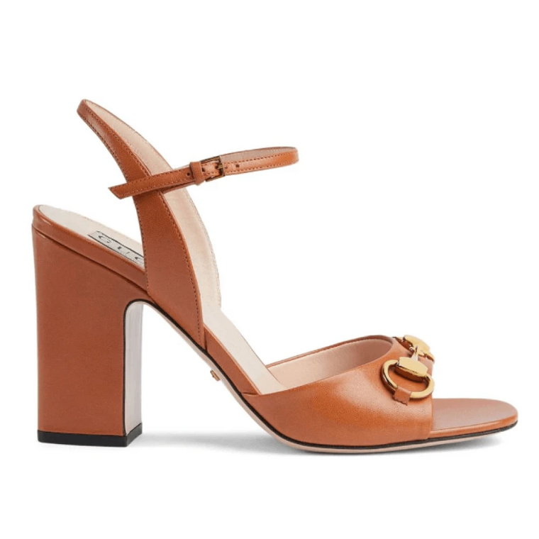 Kamelowe Sandały z Końskim Wzorem Gucci