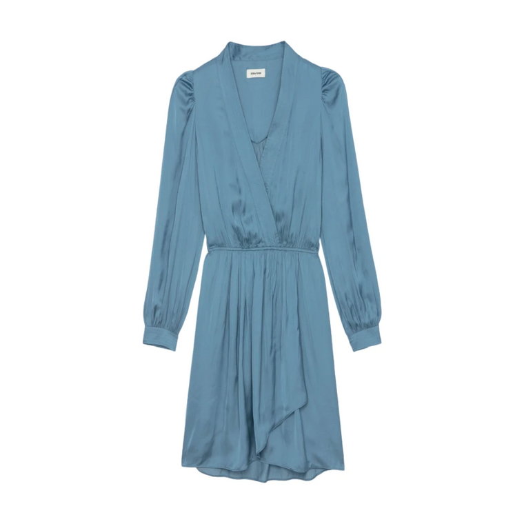 Niebieska Drapowana Sukienka z Satyny Zadig & Voltaire