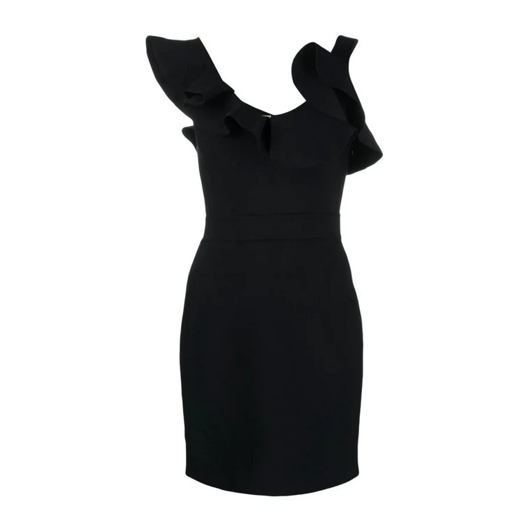 Czarna asymetryczna sukienka z falbanami Alexander McQueen