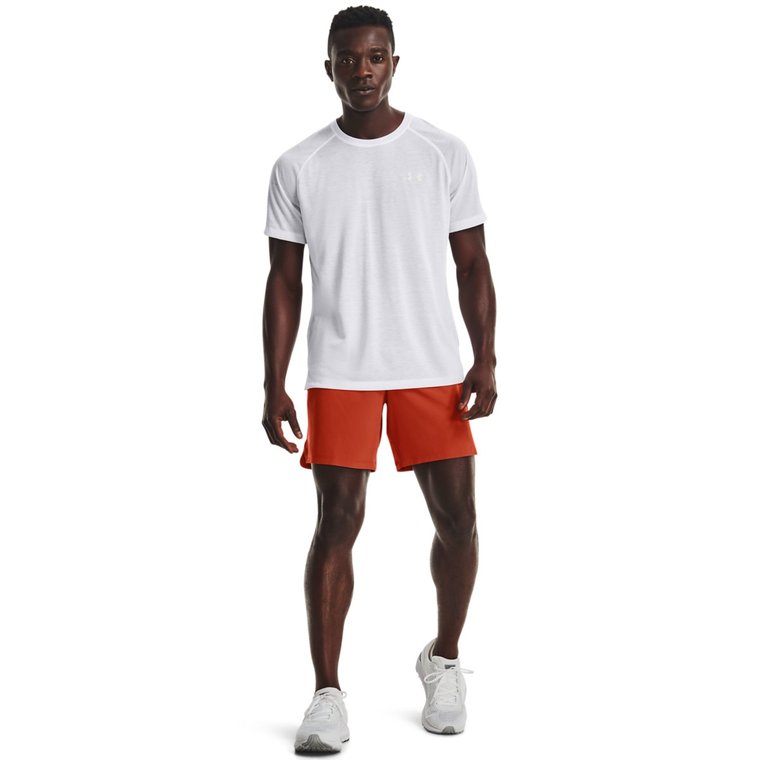 Męskie spodenki do biegania UNDER ARMOUR UA SPEEDPOCKET 7'' SHORT - pomarańczowe