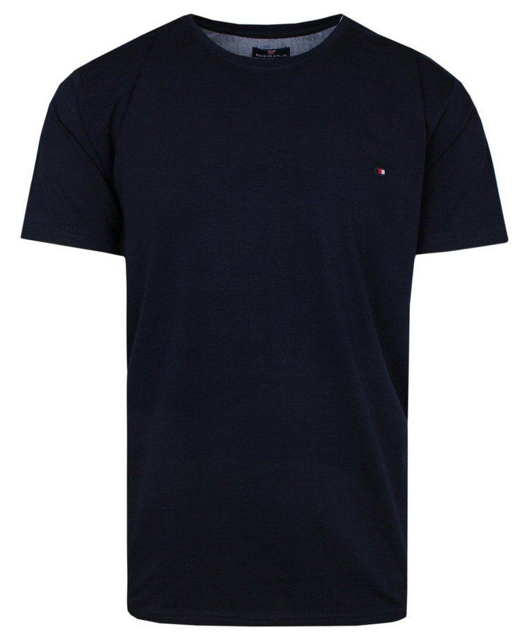 T-Shirt Granatowa Jednokolorowa, Męski, Koszulka, Krótki Rękaw, U-neck