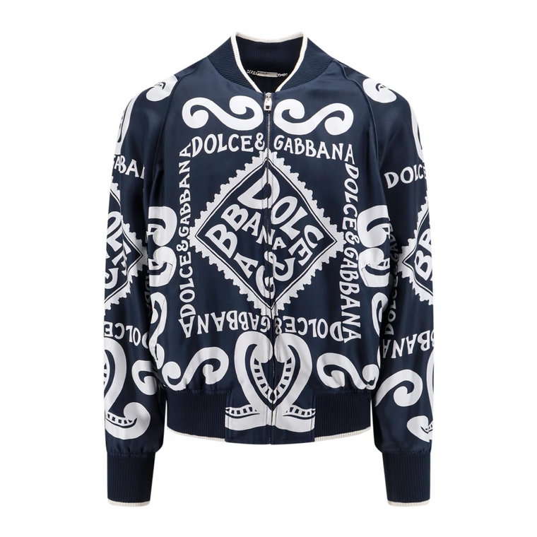 Nocno-Niebieska Jedwabna Kurtka Bomber Dolce & Gabbana