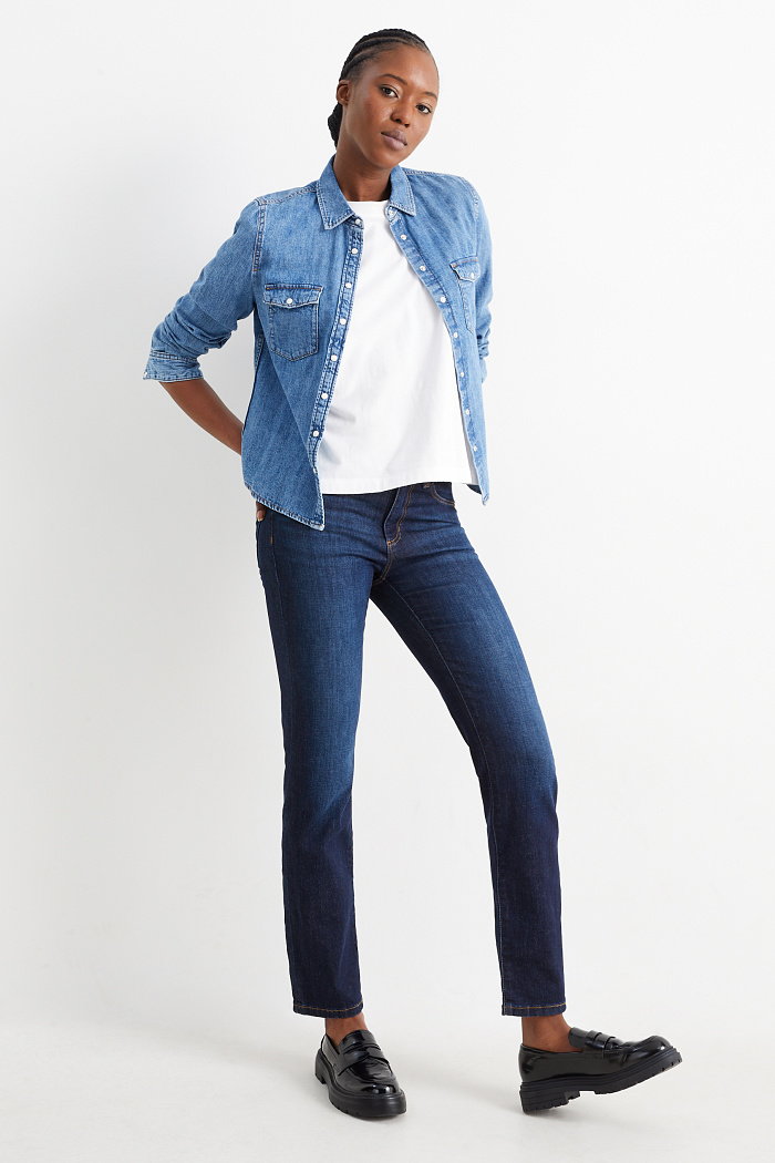 C&A Straight jeans-średni stan-LYCRA, Niebieski, Rozmiar: 34