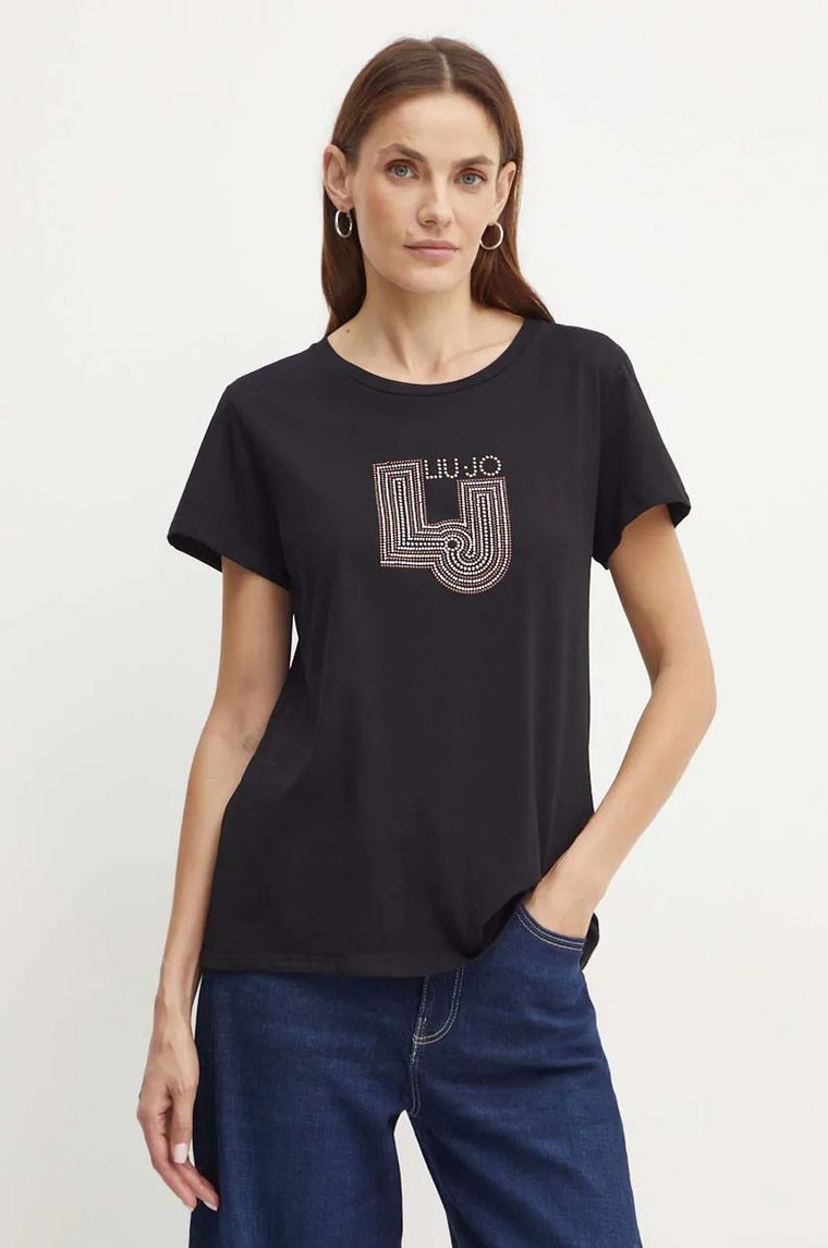 Liu Jo t-shirt bawełniany damski kolor czarny TF4209 J6040