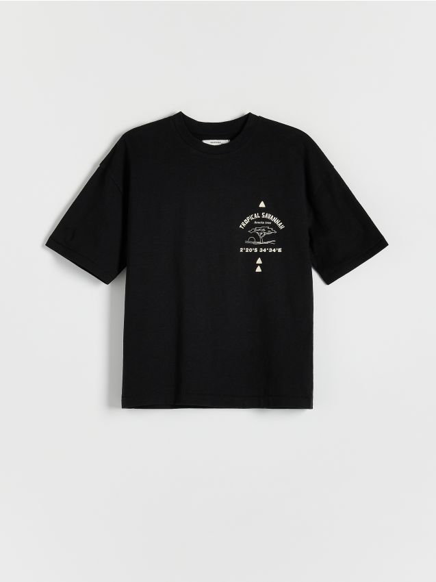 Reserved - T-shirt z lnem - czarny