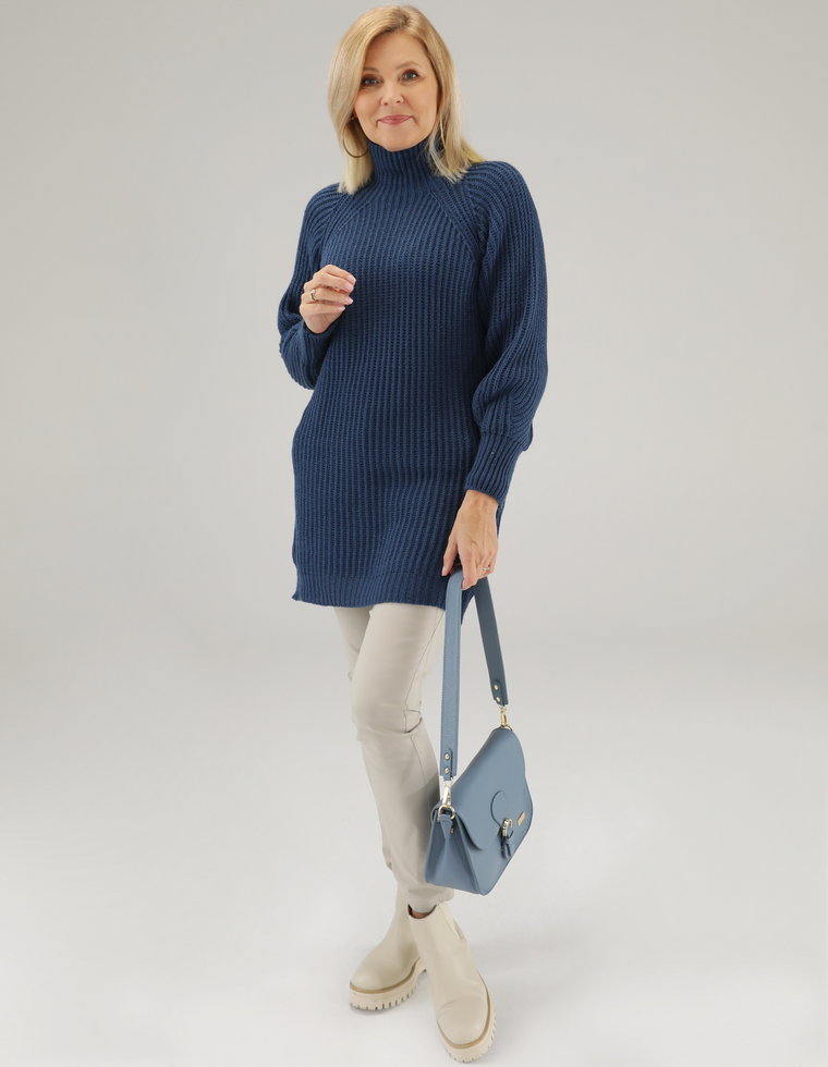 SWETER Z PÓŁGOLFEM 188-2808 JEANS