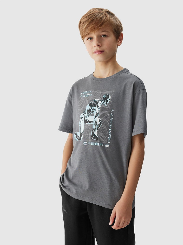 T-shirt z nadrukiem chłopięcy - szary