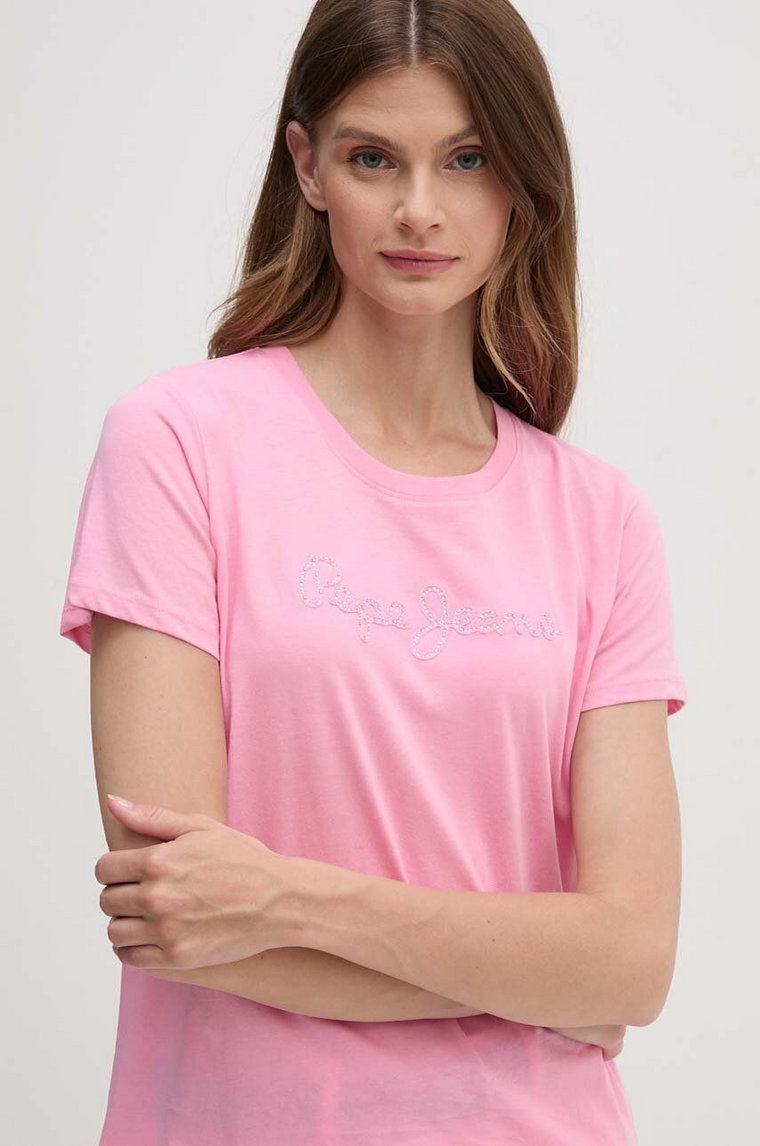 Pepe Jeans t-shirt bawełniany ESPE damski kolor różowy PL505896