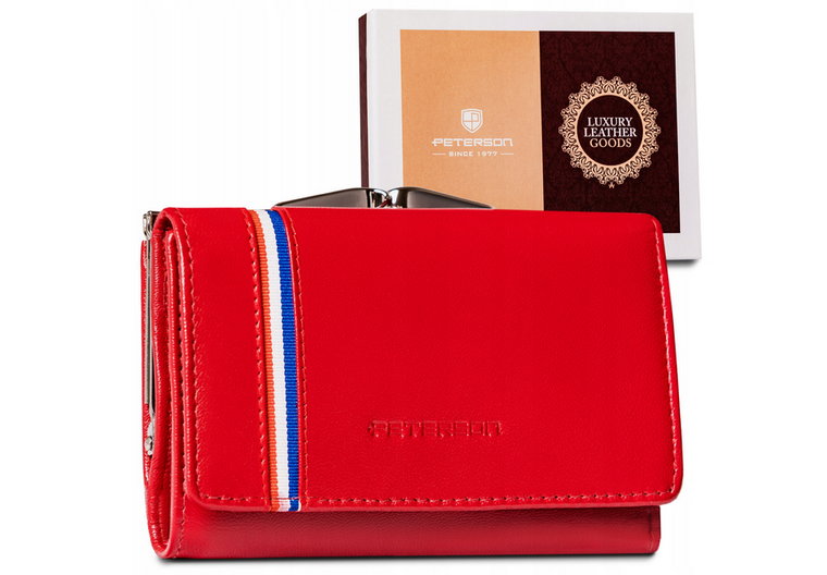 Skórzany portfel damski z systemem RFID zapinany na bigiel  Peterson