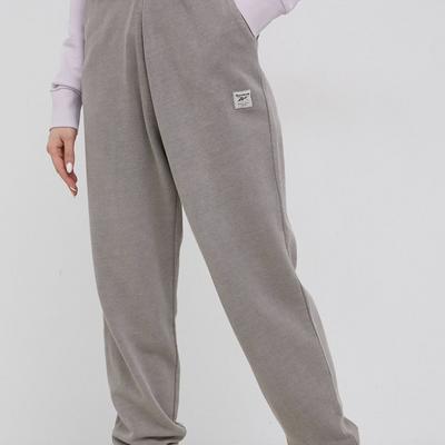 Reebok Classic Spodnie bawełniane H49297 damskie kolor szary gładkie