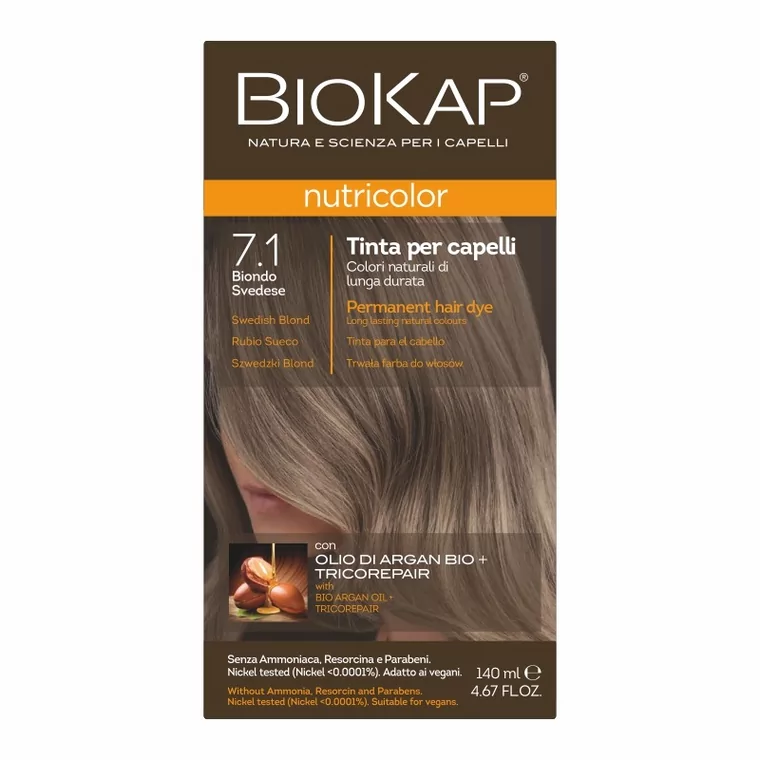 Biokap Nutricolor Farba Do Włosów 7.1 Szwedzki Blond 140 ml