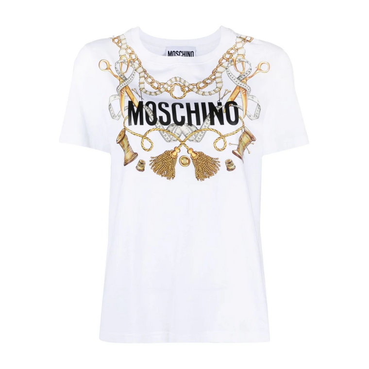 Białe koszulki i pola z Pinafore Metal Moschino