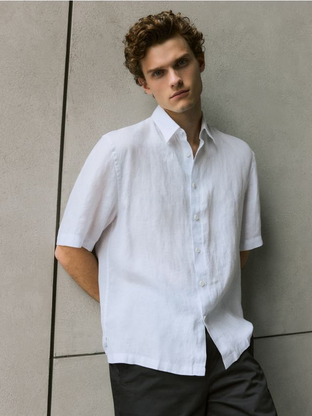 Reserved - Lniana koszula oversize - biały