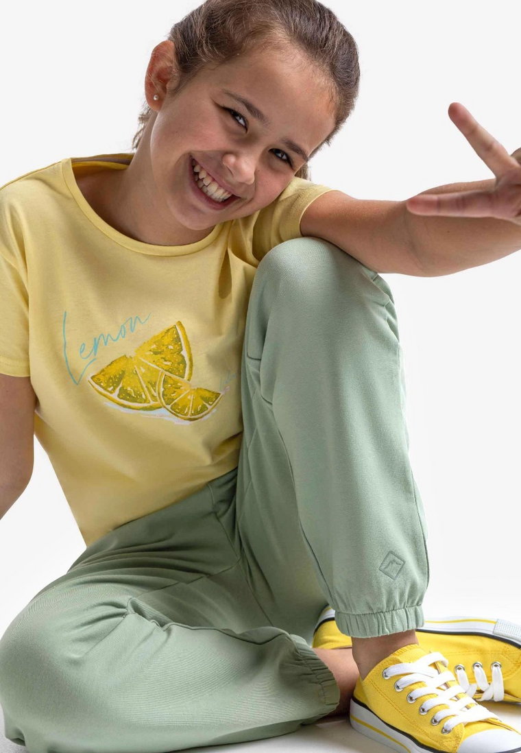 Żółta bluzka dziewczęca z limonką T-LEMON JUNIOR