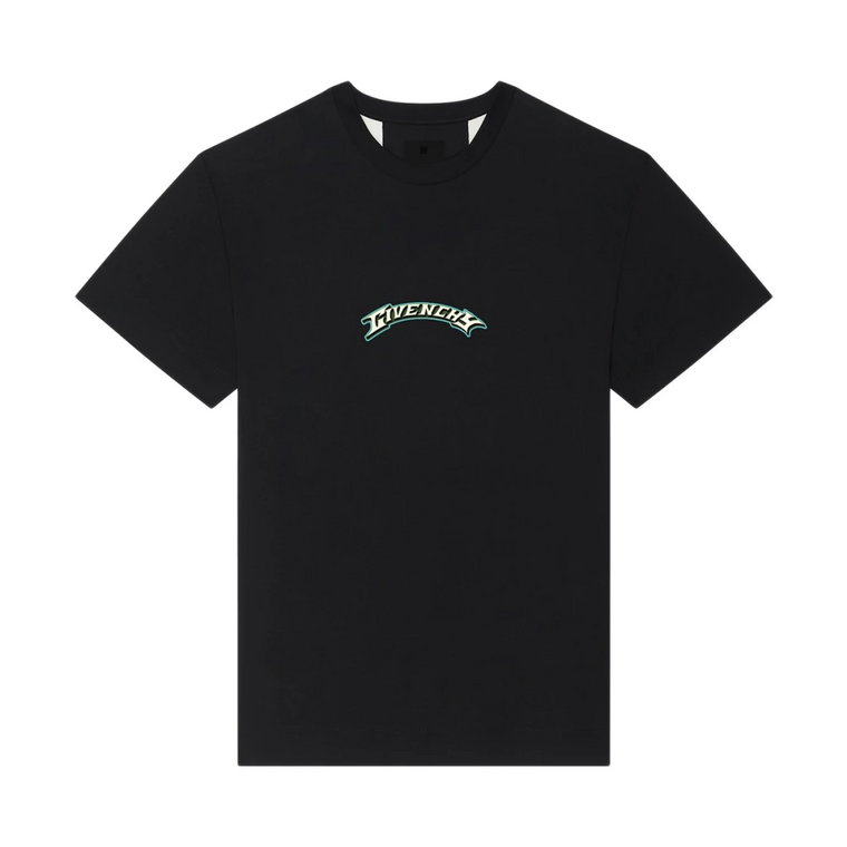 Czarne T-shirty i Pola z Dekoltem w Stylu Crew Neck i Nadrukiem Sygnowanym Givenchy