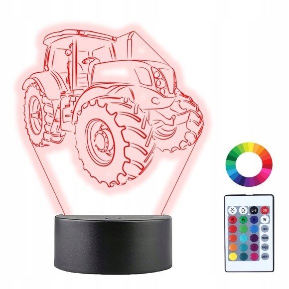 Lampka Nocna 3D Led Traktor Ciągnik Prezent Grawer