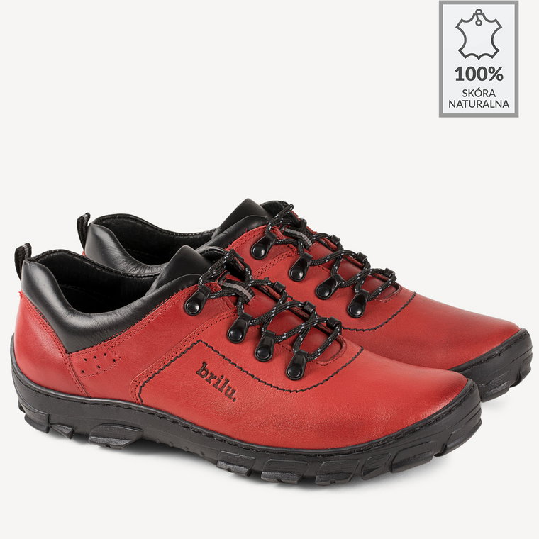 Buty trekkingowe ze skóry naturalnej Charles czerwone