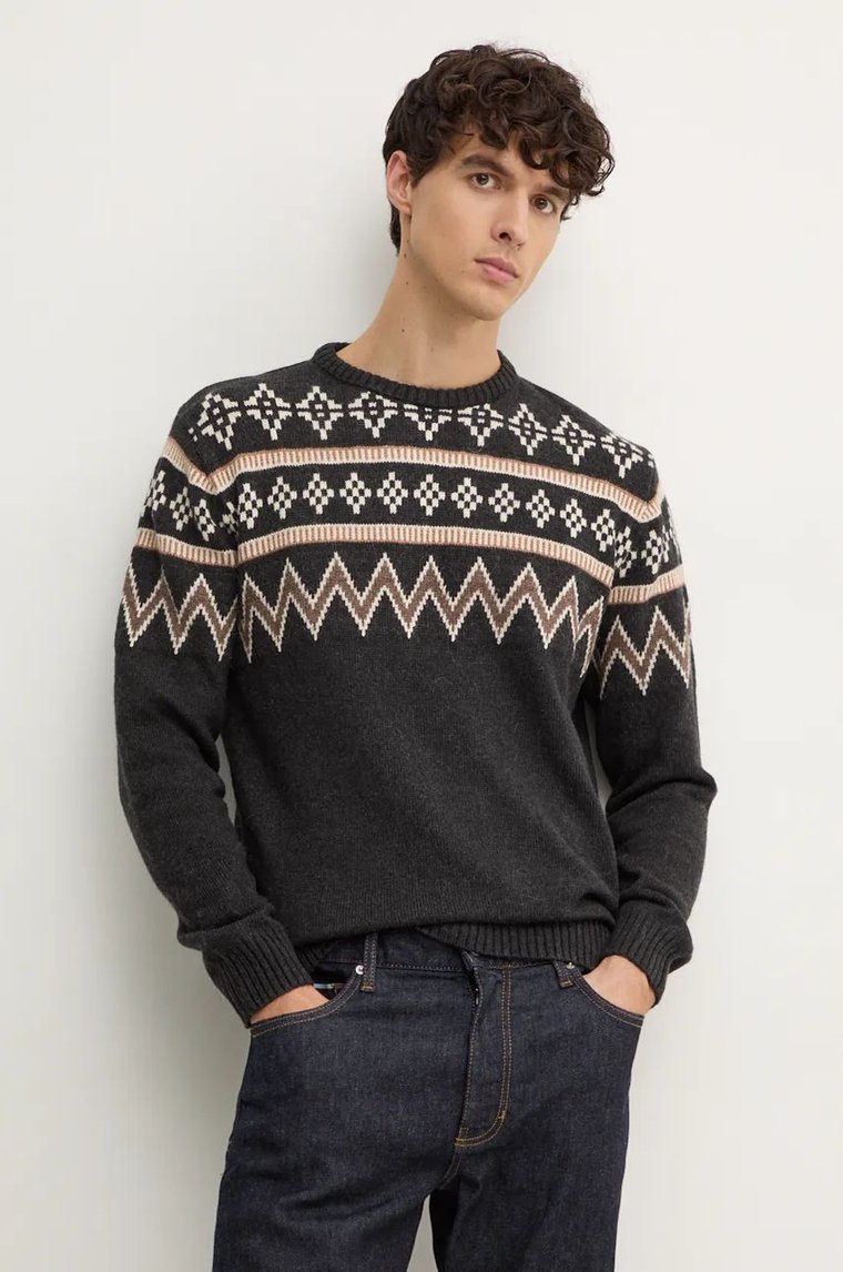 Pepe Jeans sweter z domieszką wełny CHRISTOPHER męski kolor szary ciepły PM702460