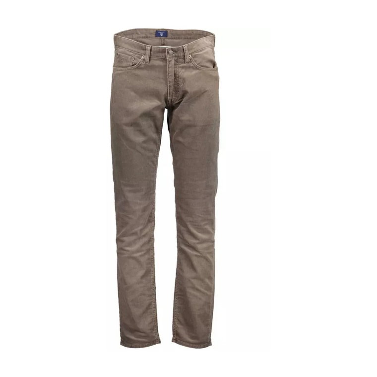 Beżowe Bawełniane Jeansy i Spodnie, 5-Kieszenie Gant