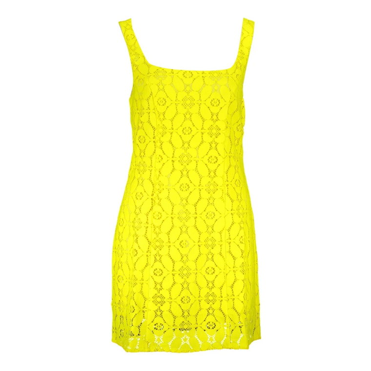Żółta Sukienka Bez Rękawów z Kontrastującymi Szczegółami Desigual