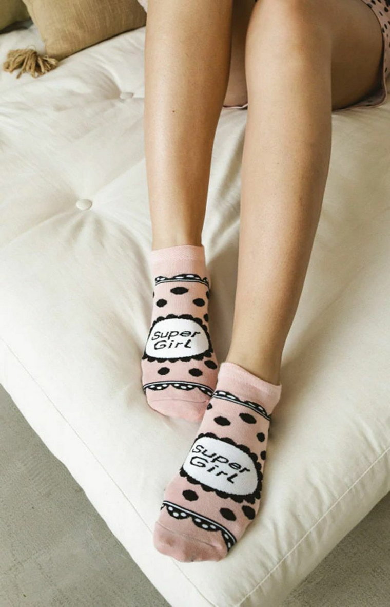 Skarpetki stopki damskie S148S Girl, Kolor różowo-czarny, Rozmiar 35-38, Italian Fashion