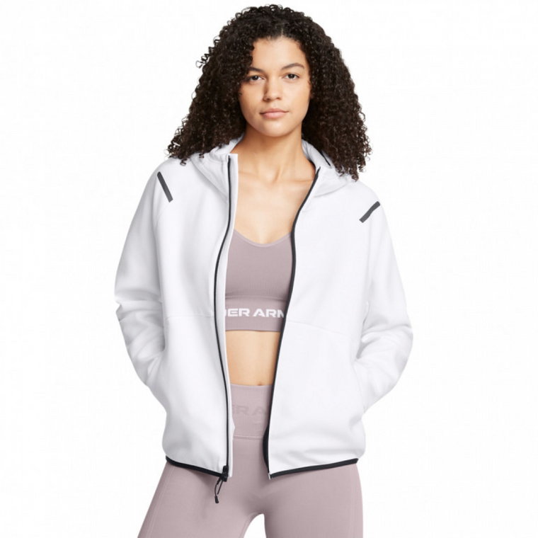 Damska bluza treningowa rozpinana z kapturem Under Armour Unstoppable Fleece FZ - biała