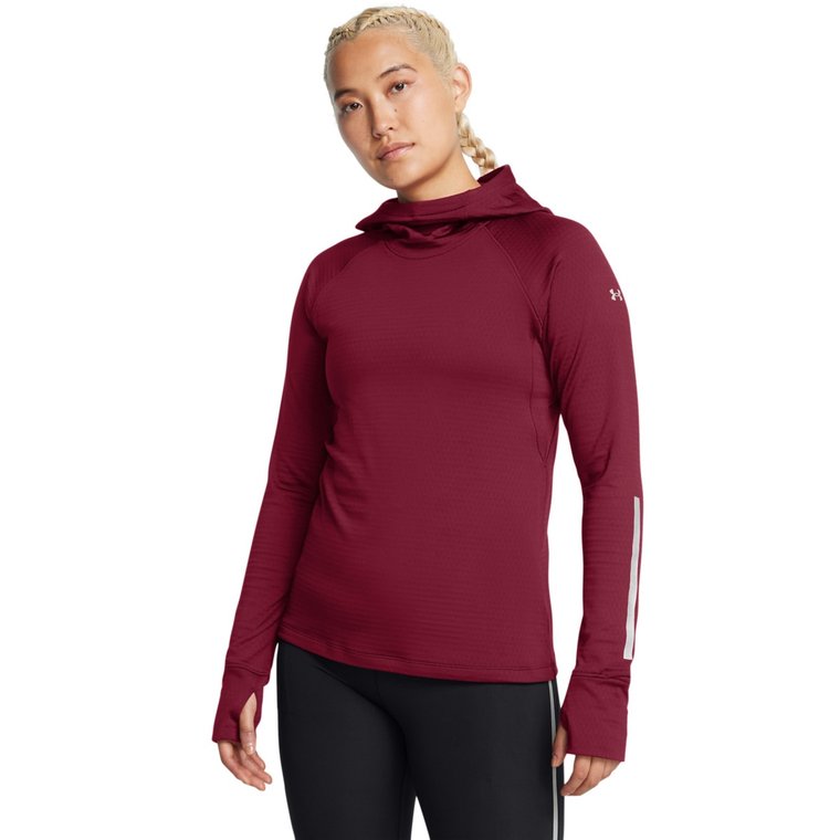 Damski longsleeve do biegania z kapturem Under Armour UA Le Cw Balaclava Hoodie - czerwony