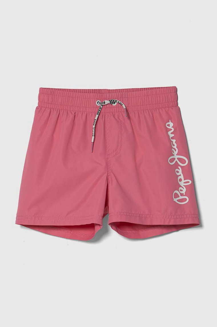 Pepe Jeans szorty kąpielowe dziecięce LOGO SWIMSHORT kolor różowy