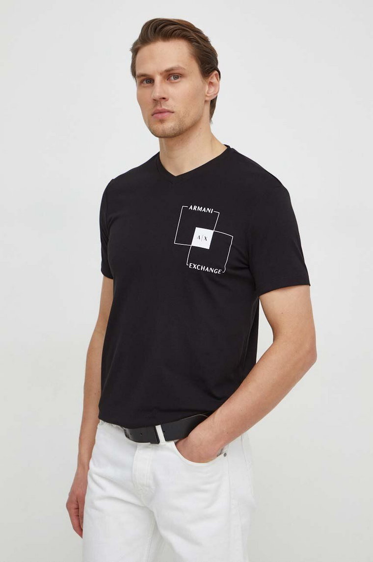 Armani Exchange t-shirt męski kolor czarny z nadrukiem 3DZTHP ZJE6Z
