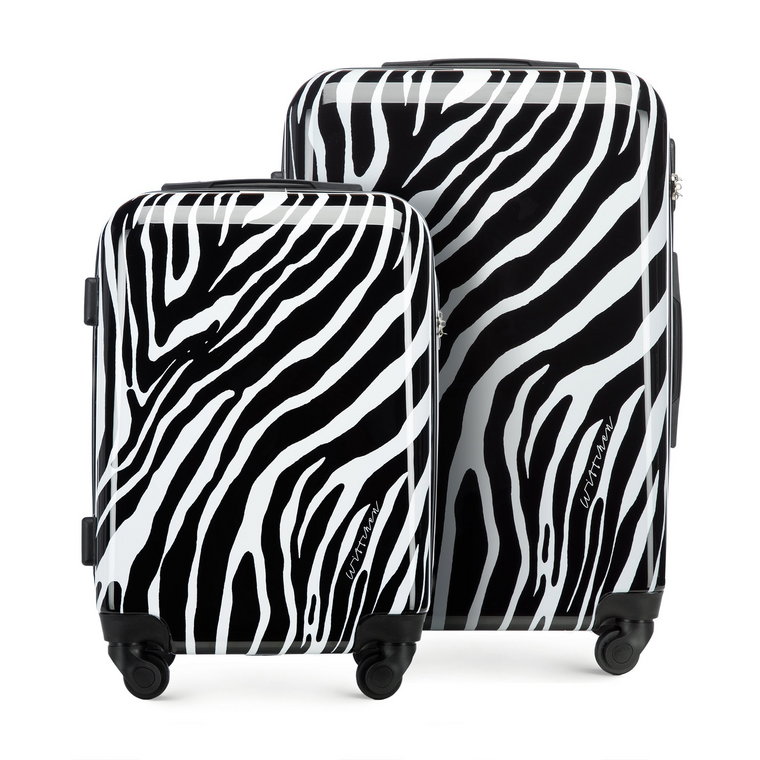 Zestaw walizek z ABS-u w zwierzęcy wzór biało-czarny