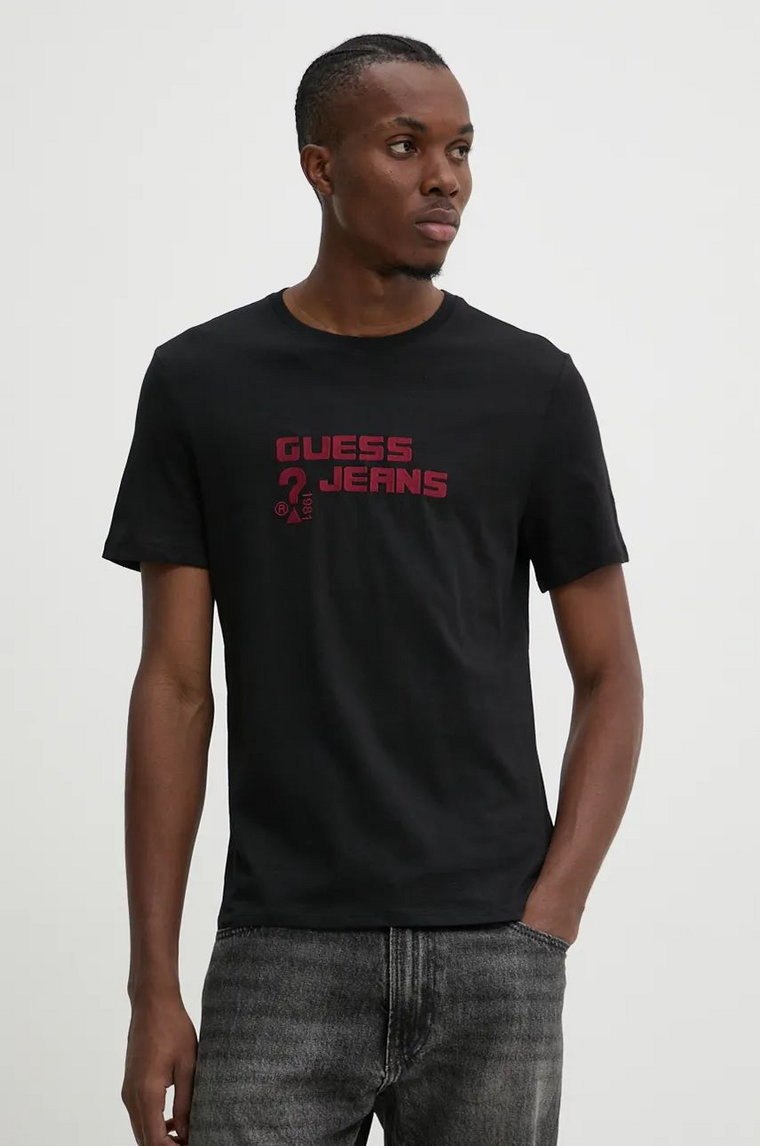 Guess Jeans t-shirt bawełniany męski kolor czarny z aplikacją M4BI76 K8HM0