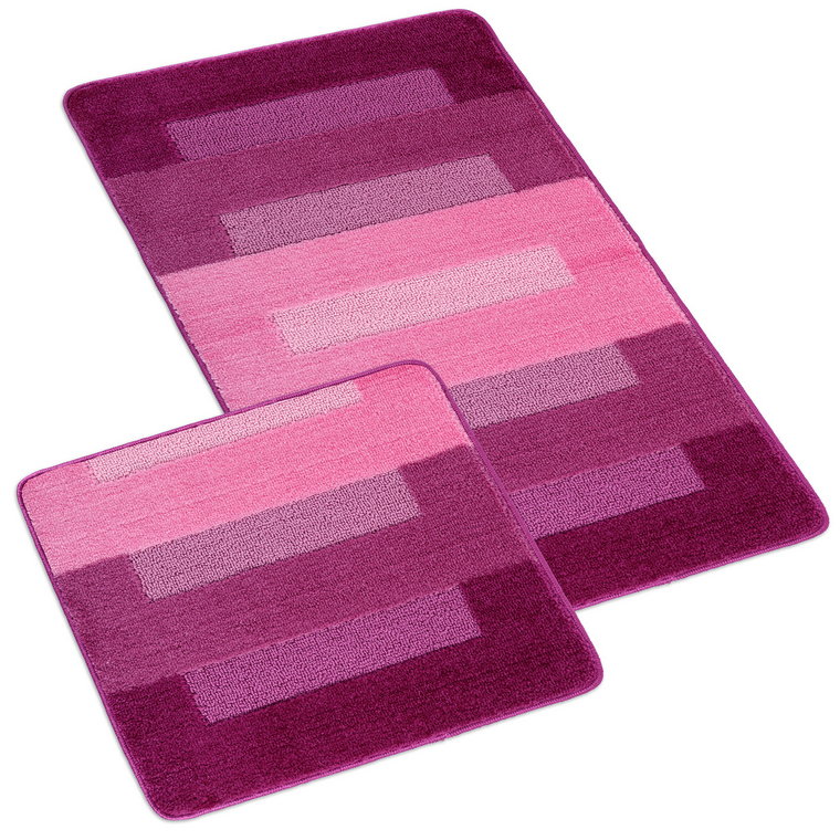 Bellatex Komplet dywaników łazienkowych bez wycięcia Bany Prostokąty różowy, 60 x 100 cm, 60 x 50 cm
