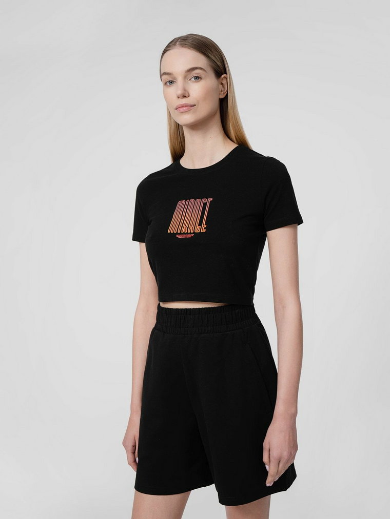 T-shirt crop top gładki damski