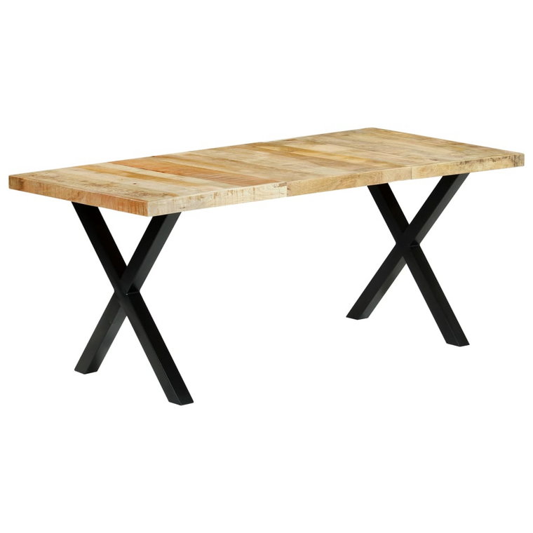 Stół jadalniany z litego drewna Mirun  jasny brąz i czarny
