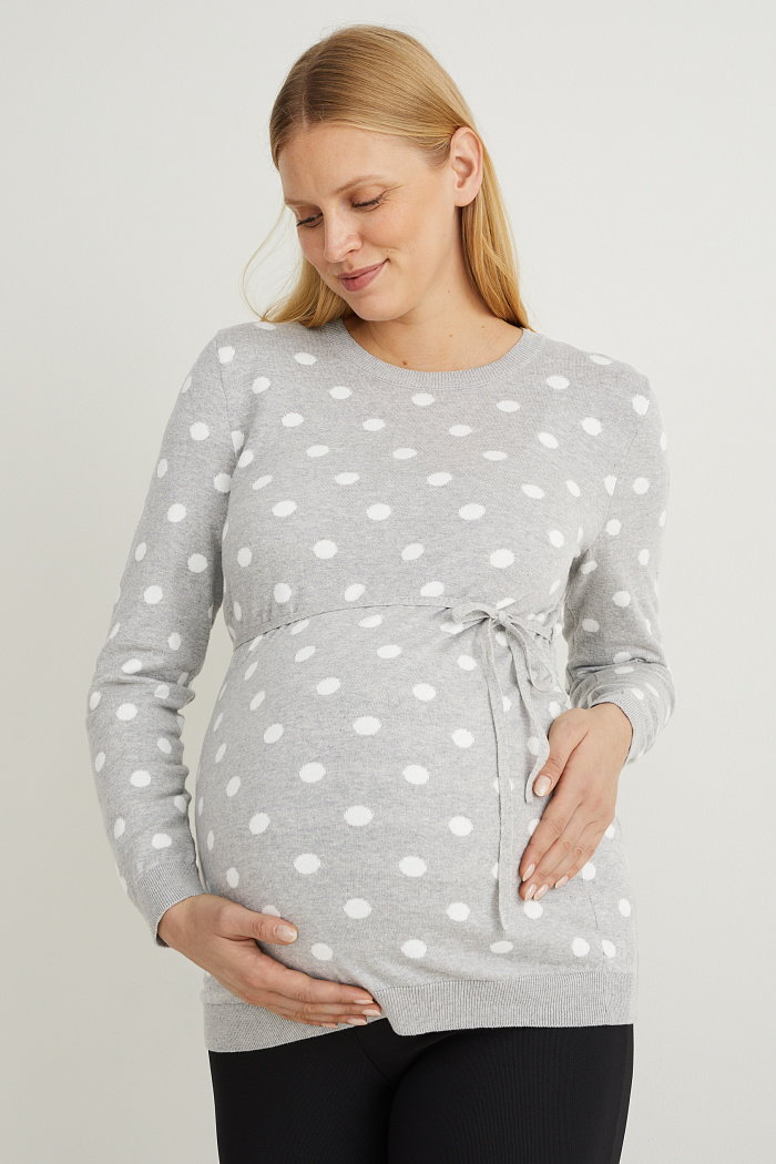 C&A Sweter ciążowy-w kropki, Szary, Rozmiar: XS