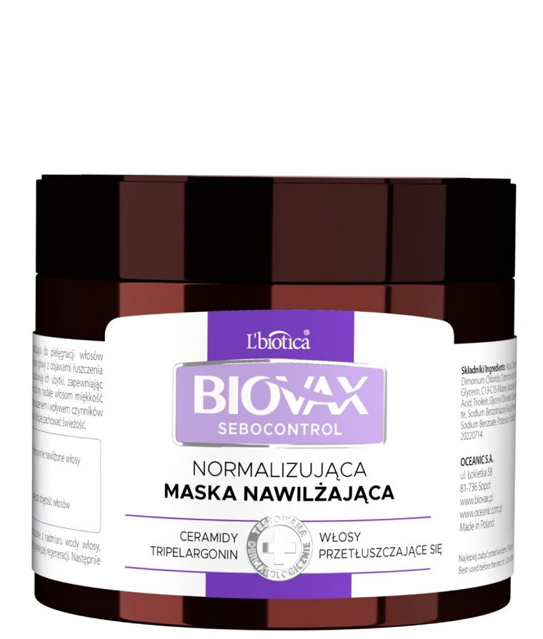 Biovax Sebocontrol normalizująca Maska seboregulująca do włosów 250 ml