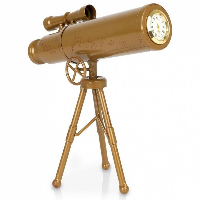Zegar stołowy teleskop metalowy złoty 21,5x10x22 cm kod: O-569422