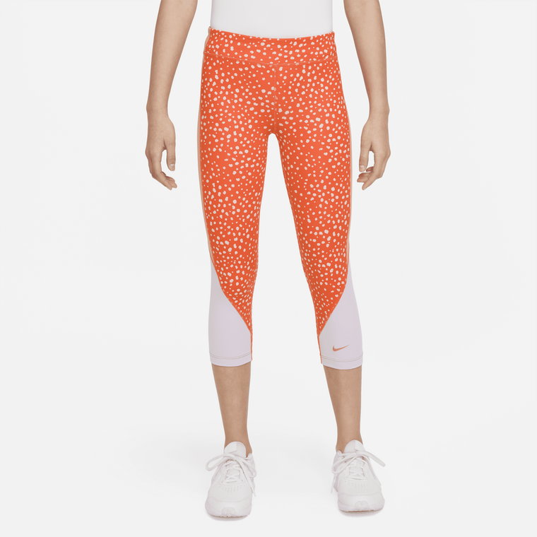 Legginsy capri dla dużych dzieci (dziewcząt) Nike Dri-FIT One - Pomarańczowy