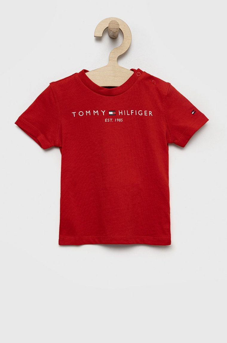 Tommy Hilfiger t-shirt bawełniany dziecięcy kolor czerwony z nadrukiem KS0KS00210