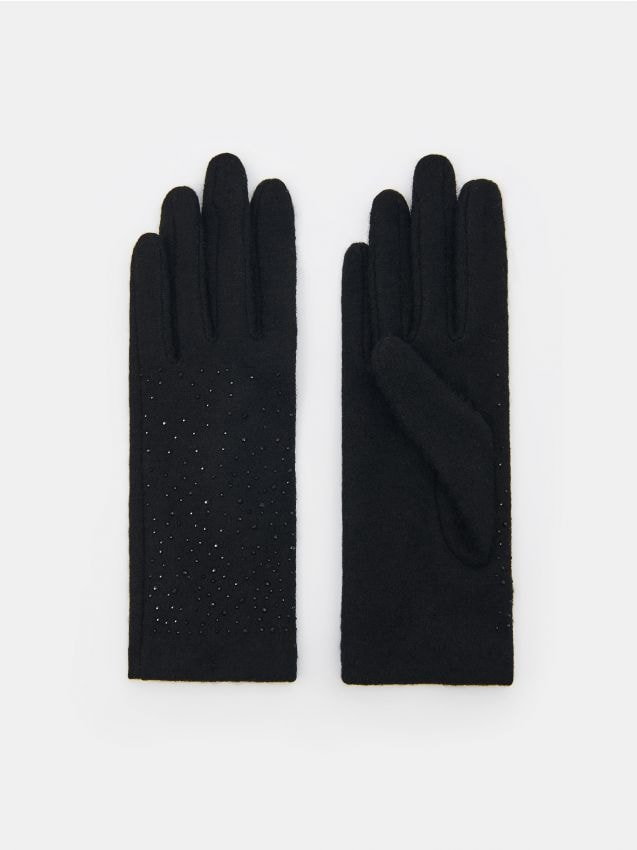 Mohito - Czarne rękawiczki z wełną - czarny