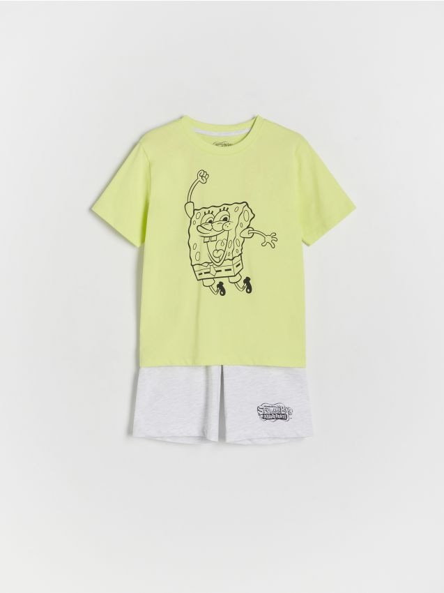 Reserved - Bawełniana piżama SpongeBob - zielony