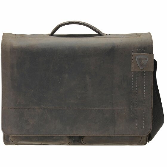 Strellson Richmond Messenger BriefBag XL Leather 41 cm Laptop Compartment dark brown