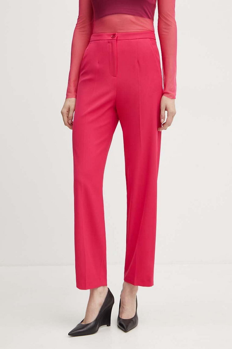 Patrizia Pepe spodnie damskie kolor różowy proste high waist 8P0621 A454