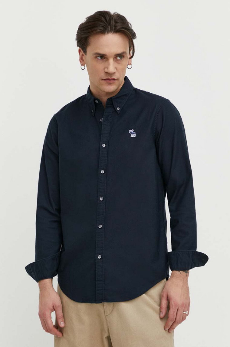 Abercrombie & Fitch koszula męska kolor granatowy regular z kołnierzykiem button-down