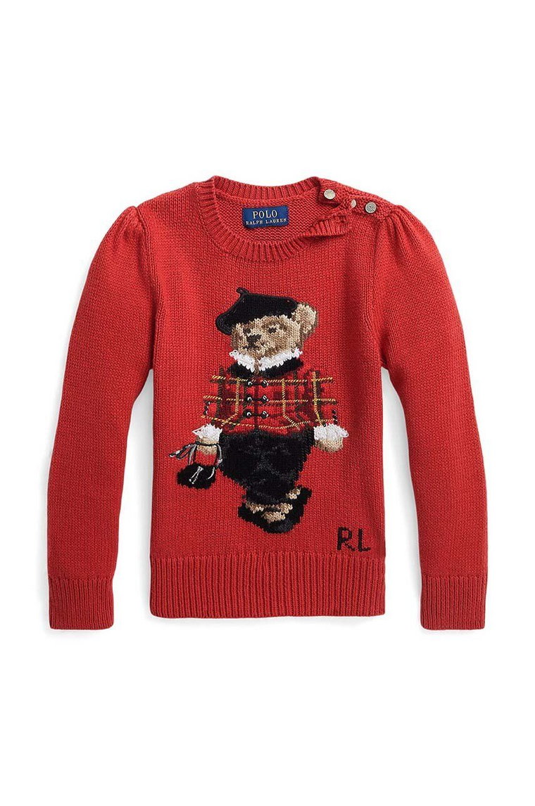 Polo Ralph Lauren sweter bawełniany dziecięcy kolor czerwony