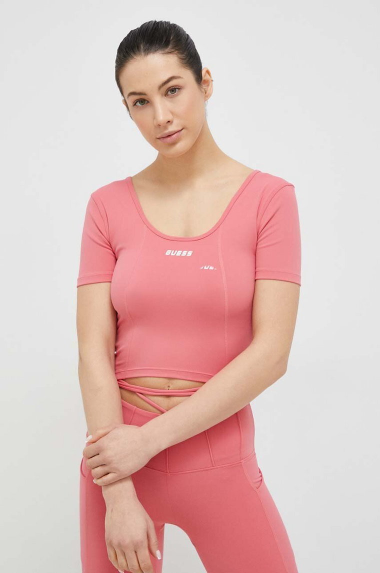 Guess t-shirt damski kolor różowy