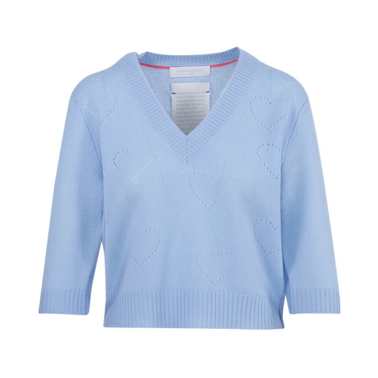Niebieski Sweter z Okrągłym Dekoltem Cashmere Company